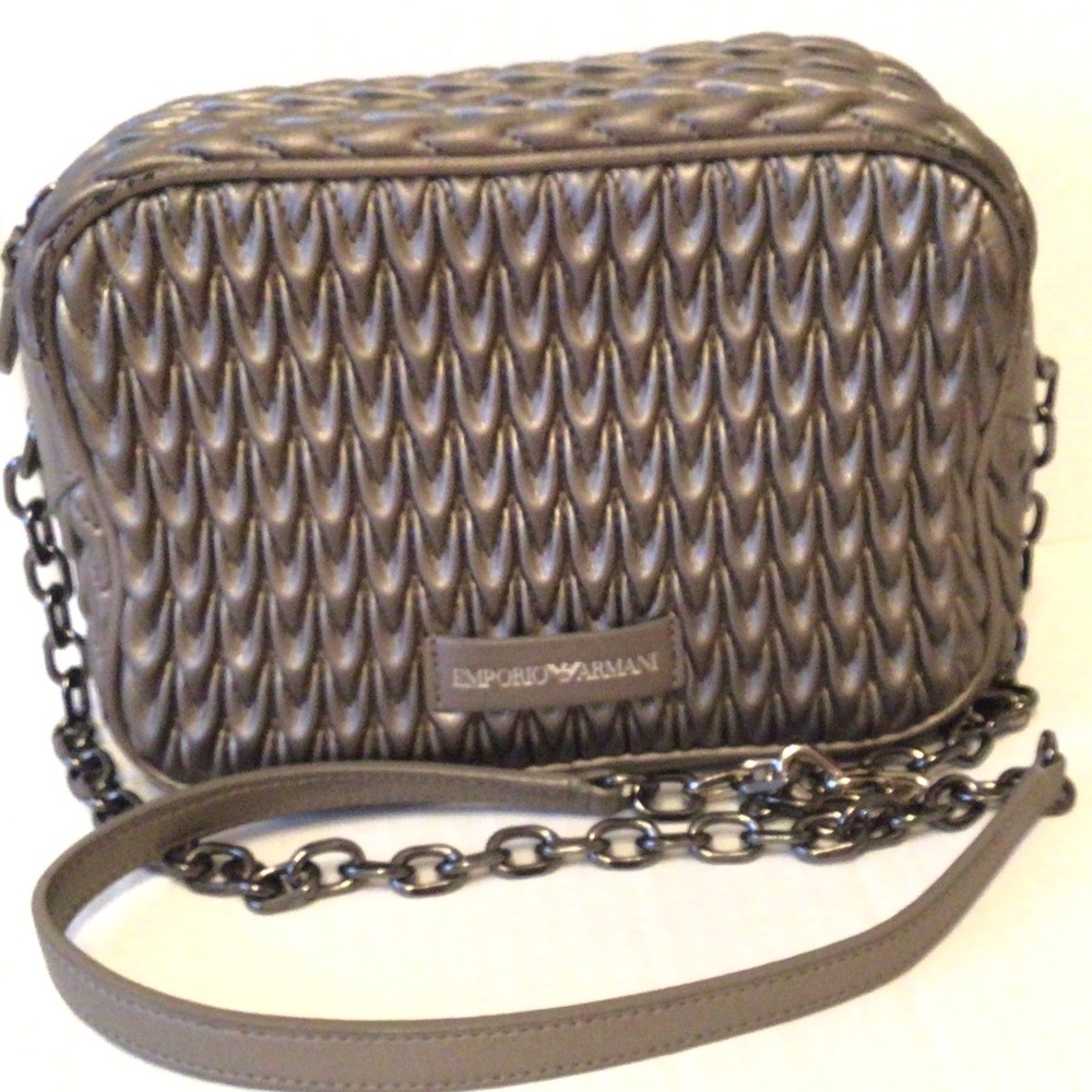 Emporio Armani Quilted Crossbody Bag in Taupe